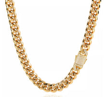 Load image into Gallery viewer, Cuban Link Necklace w/ Iced Out Clasp (12mm)
