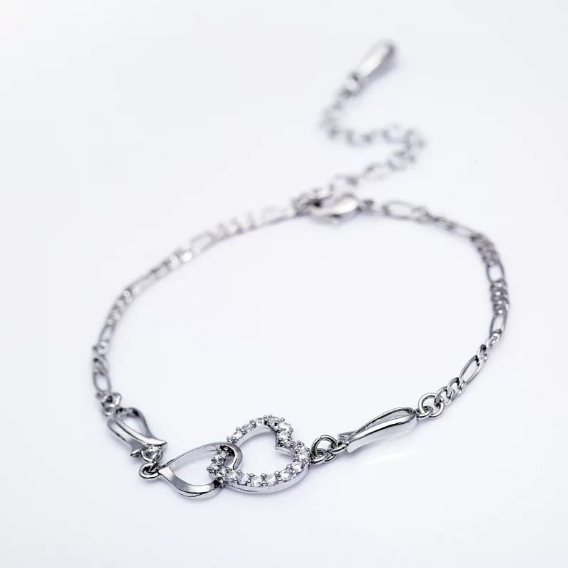 Double heart anklet