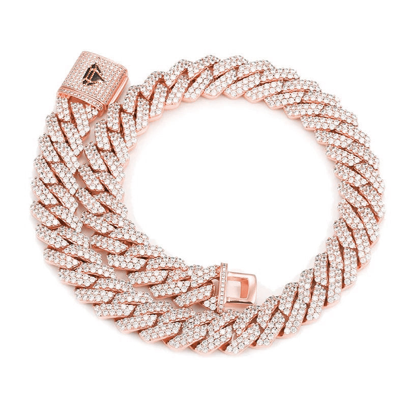 Diamond Prong Link Necklace (14mm) Rose Gold