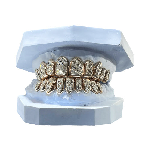 Two Tone Diamond cut & dust Grillz